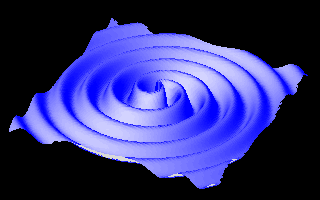 Representation of the gravitationnal waves generated by a couple of neutron star orbiting one another